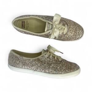 Keds X Kate Spade New York Women's Champion Glitter Sneakers 9 Champagne Gold
